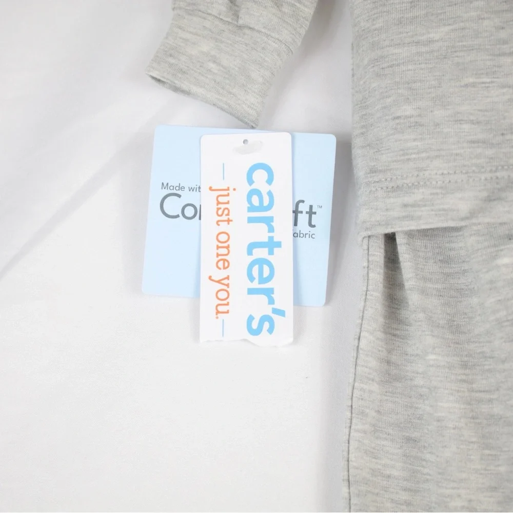 Carters Gray 2 Piece Long Sleeve Pajama Shirt & Pants Set Kids Size 6mo. - Picture 3 of 7